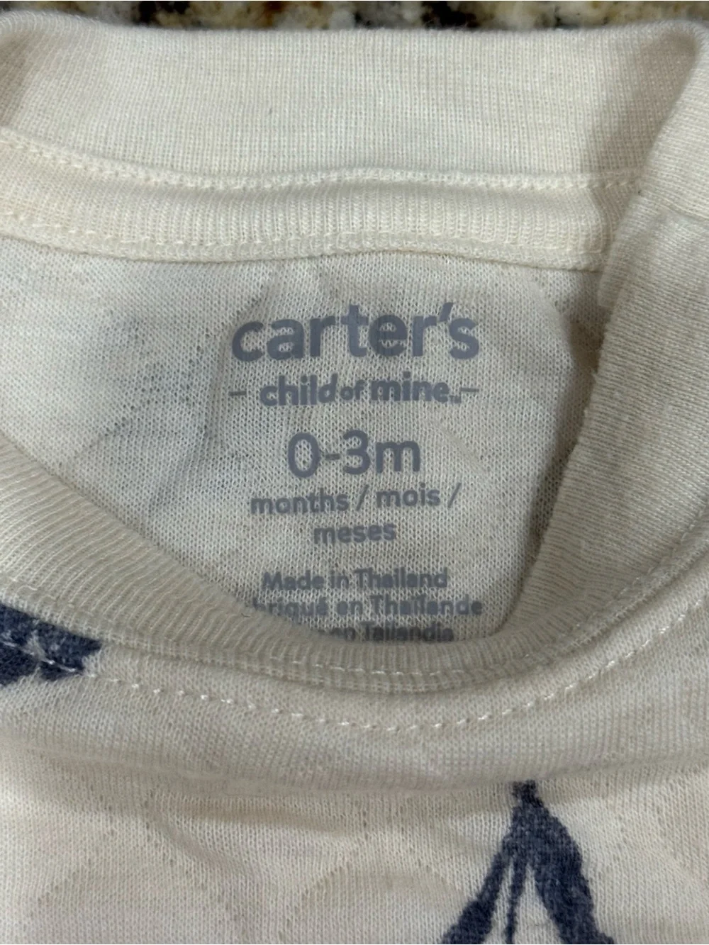 NWOT Carters Child of Mine Cream Navy Floral Sweatshirt Jogger Set 0-3M - Picture 2 of 4